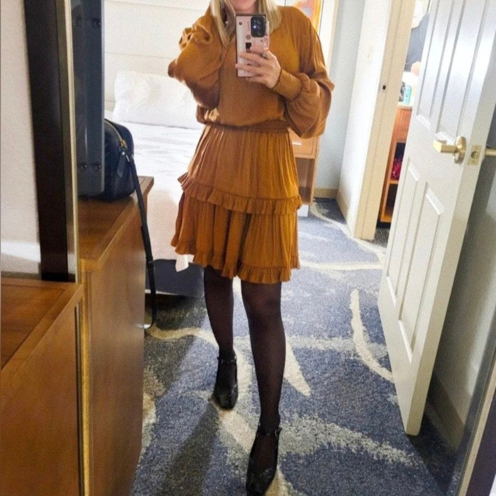 GB Long Sleeve Brown Mini Dress - Picture 1 of 5